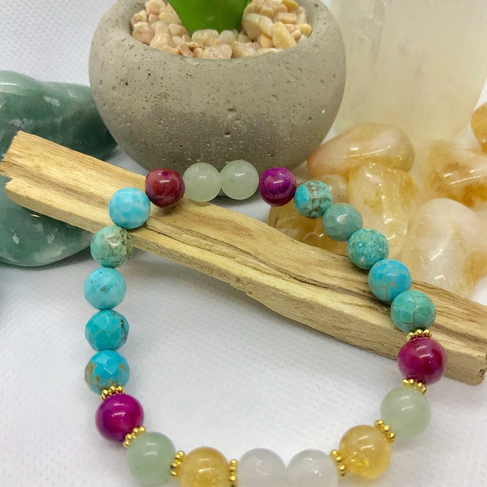 Multicolor Beaded Bracelet with Gold Accents